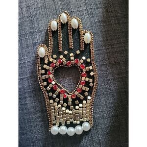 NWOT Beaded Applique Hand Patch 4.5" x 2.5"